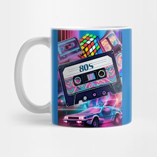 80s nostalgia cassette with car Mug